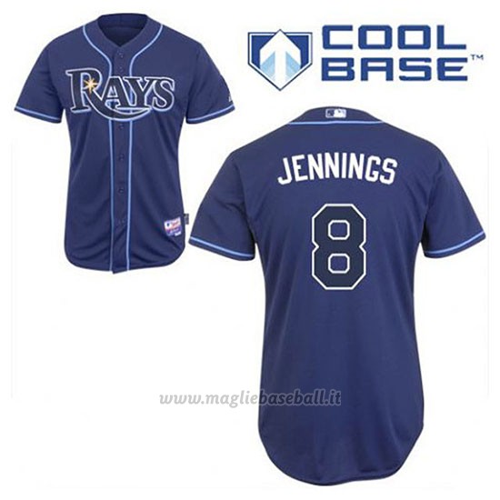Maglia Baseball Uomo Tampa Bay Rays Desmond Jennings 8 Blu Blu Alterner Cool Base